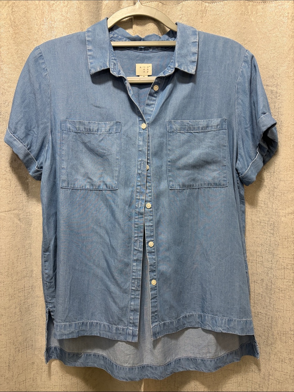 a new day Light Blue Denim-Style Short Sleeve Button-Up Shirt